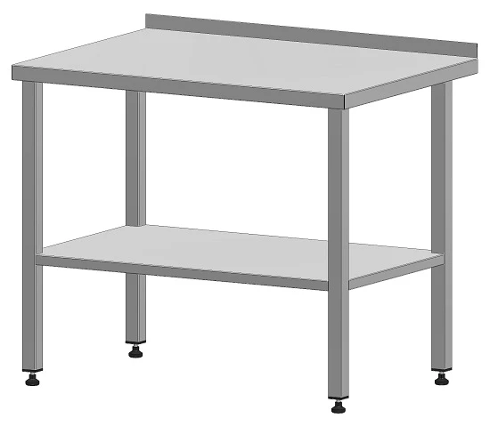 Table 700x400x850 mm, with side and lower shelf, stainless steel, reinforced