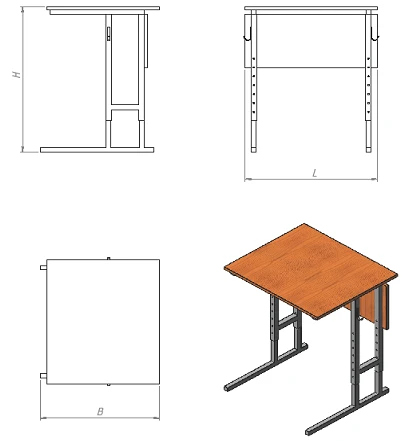 Adjustable Single Student Desk for Educational Processes (PU.R.01)