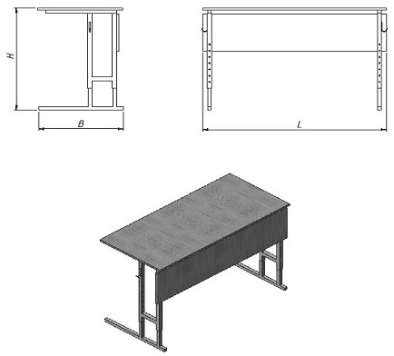 Adjustable Double Student Desk for Educational Processes (PU.R.02)