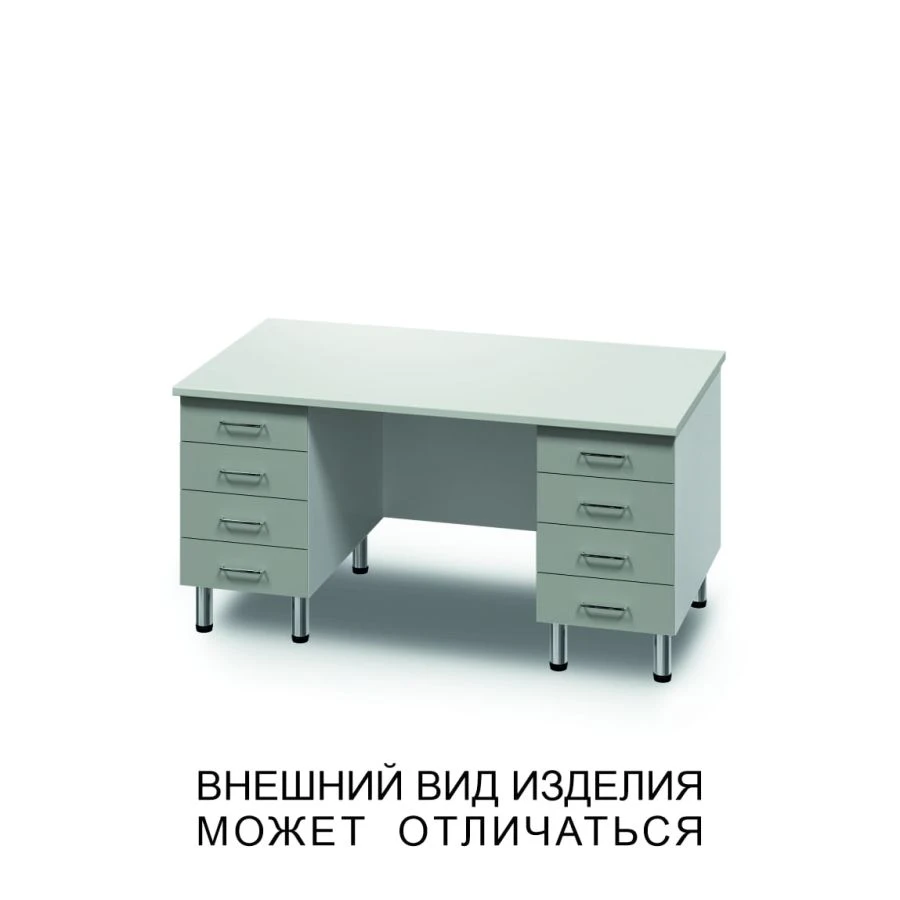 مكتب مزدوج مع ثمانية أدراج وشاشة