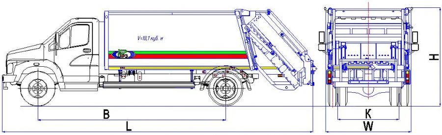 شاحنة جمع النفايات ذات التحميل الخلفي طراز MK-1541-16
