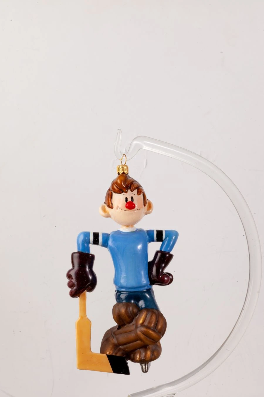 Handcrafted Glass Christmas Ornament "Blue Goalie