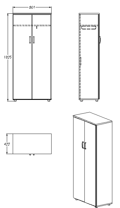 Clothing Storage Cabinet, Series 421.80.183