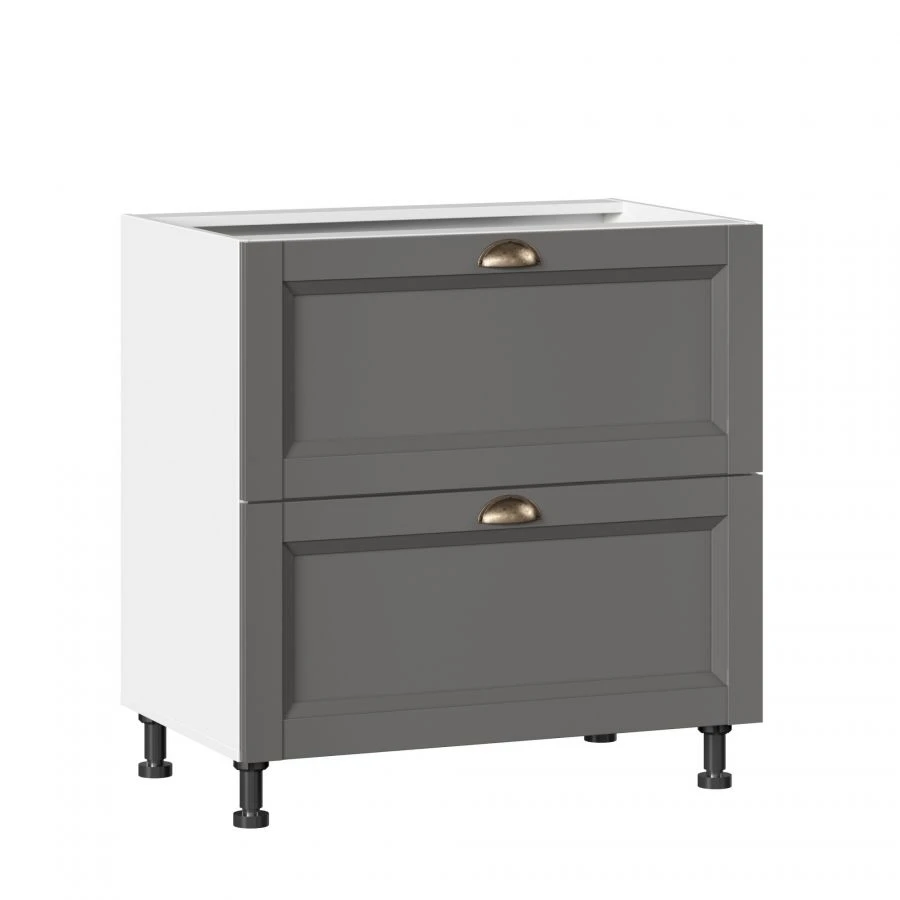 مجموعة واجهات خزانة مطبخ أميلي-3 800 مع درجين (فاخر) - أونيكس رمادي