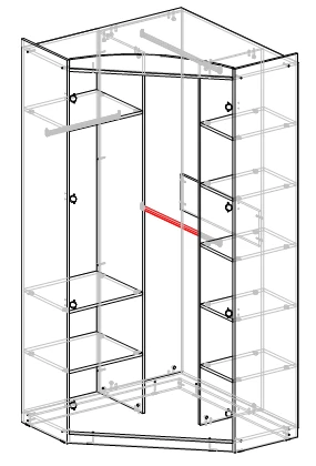 Corner Wardrobe with 3 Compartments - "Marseille" Series