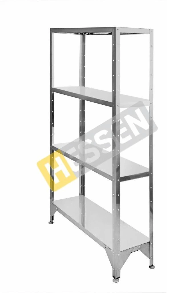 Metal shelving unit with solid shelves made of stainless steel C-1,6*10*5/4