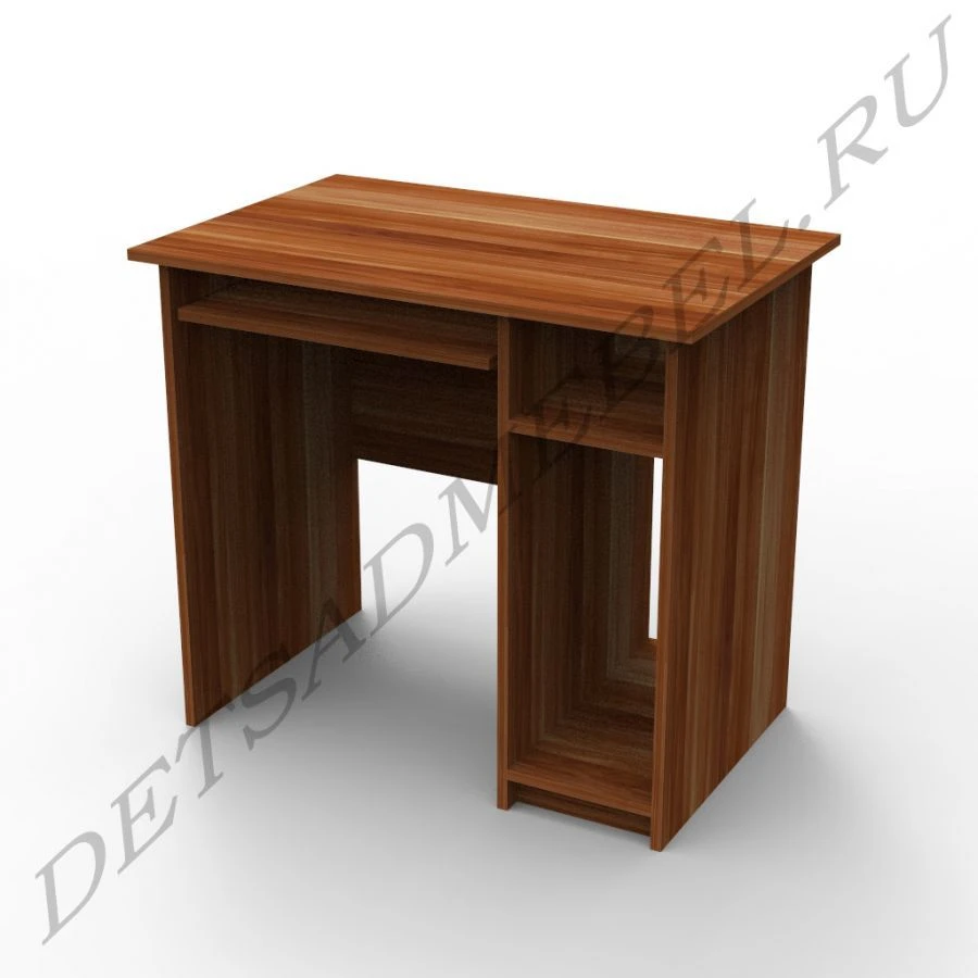 مكتب كمبيوتر مع رف لوحة المفاتيح وحجرة وحدة المعالجة المركزية