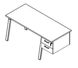 Office Desk with Metal Frame and Drawer