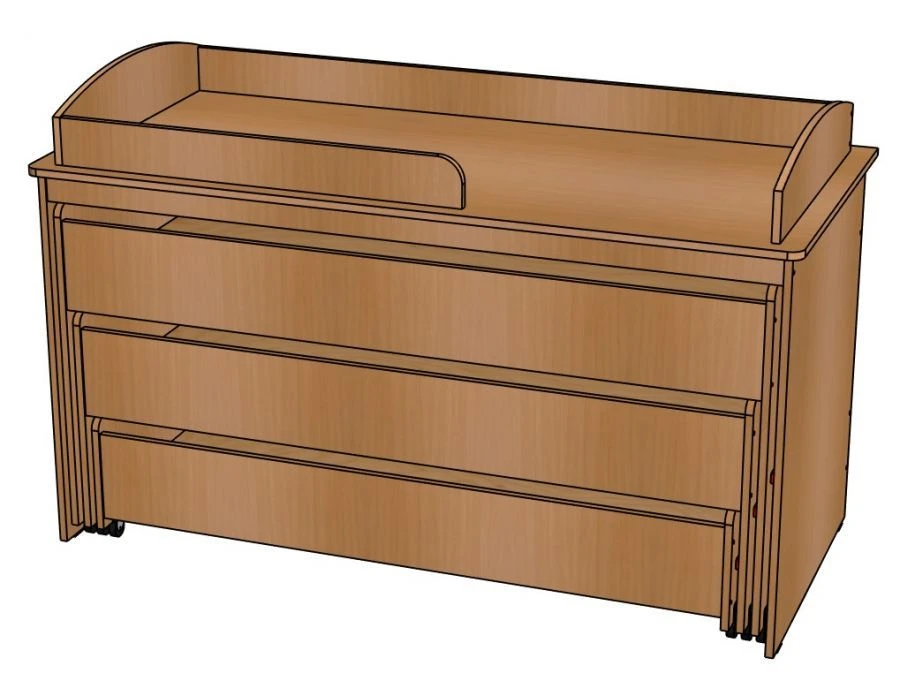 سرير ثلاثي الطوابق مع درابزين في خزانة ك13