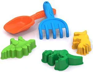 Dinosaur Sand Play Set No. 87 (3 Molds, Rake, Shovel)