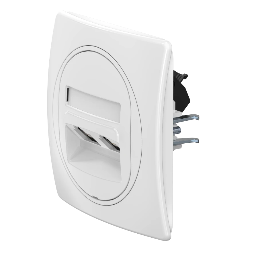 Double Computer Socket with Keystone RJ45 Modules Cat.6 UTP, White, E615.00