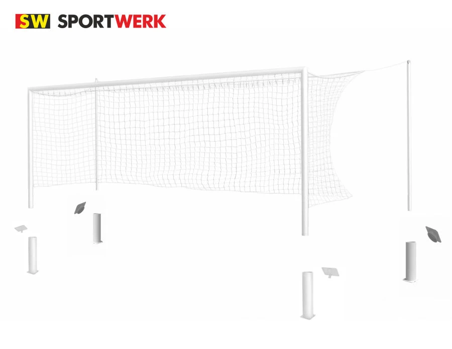أهداف كرة القدم من الألمنيوم 5x2 مع شبكة معلقة حرًا وتركيب في الأكواع