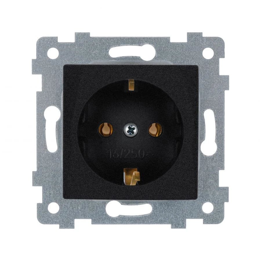 MARIA" Single Socket Mechanism with Ground Contact and Shutter RS16-446 Anthracite