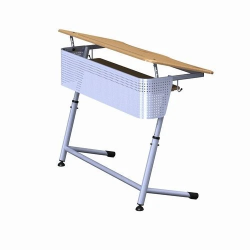 مكتب طالب مزدوج غير قابل للتعديل بإطار معدني لمجموعات النمو 0-7