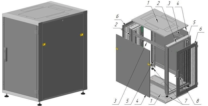 Floor-mounted Telecommunication Cabinet 18U, 600x950x800 mm