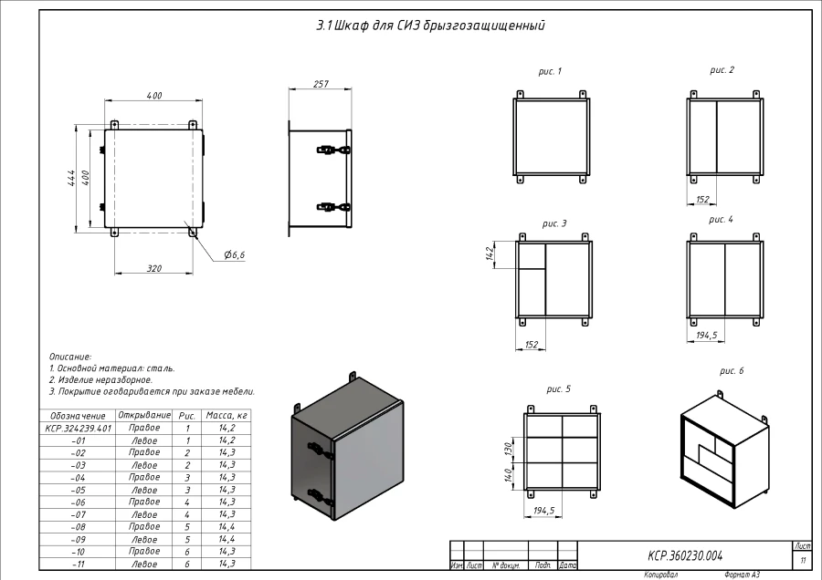 Splash-Proof Personal Protective Equipment (PPE) Cabinet