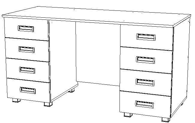 Office Desk with Two Pedestals, 140x60x75 cm