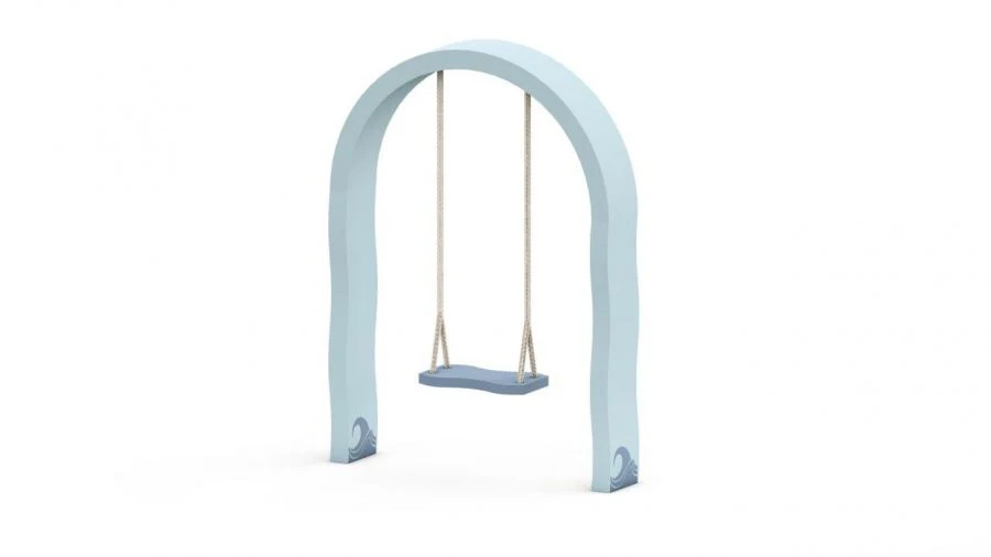 Metal Frame Swing with Wooden Seat