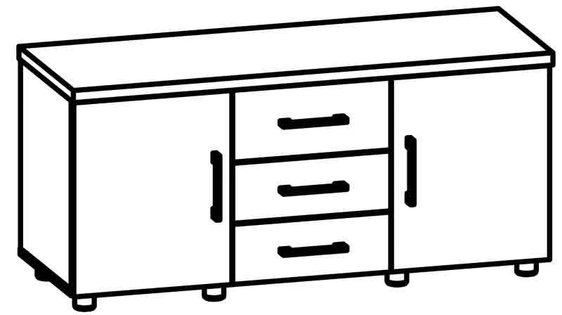 خزانة معدات المكتب مع ثلاثة أدراج و بابين 8617 م ي سلسلة "غالانت