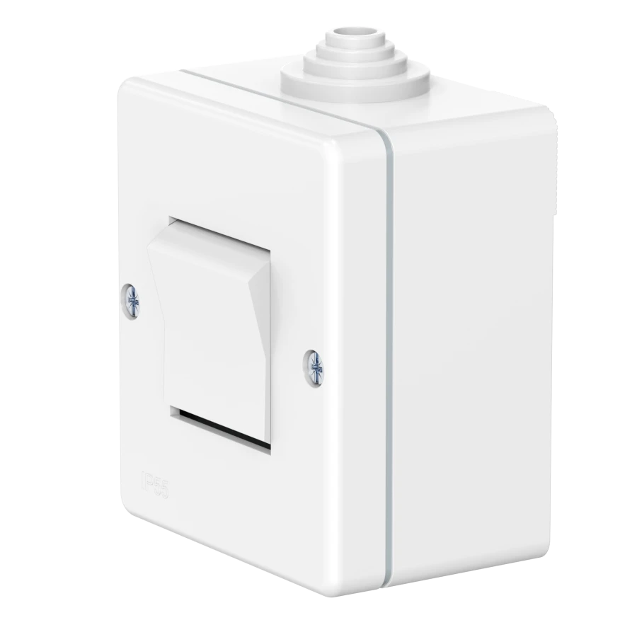 Single Push Button Switch for Open Wiring 10A, 250V~, IP55, White, Art. 210