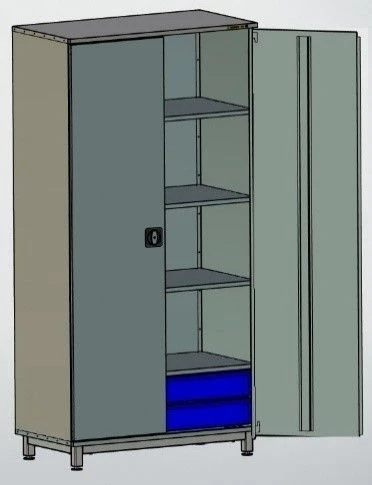 Tool Storage Cabinet with 2 Drawers and 4 Shelves