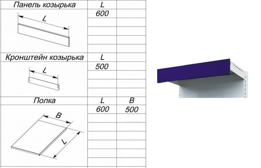 Metal Canopy for TС Series Shelving 600 mm
