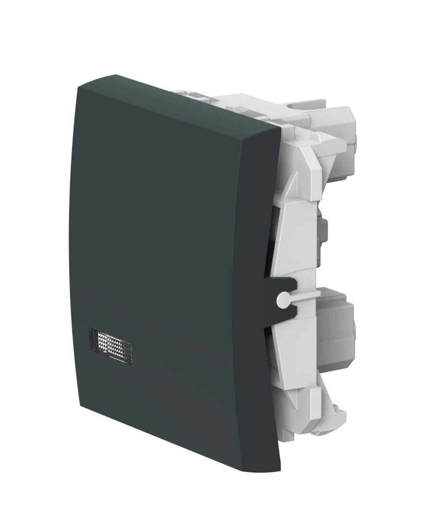 Caduceus Aling Mode Hidden Single Key Cross Switch with Indicator 10AX 250V Anthracite, Model 678.A