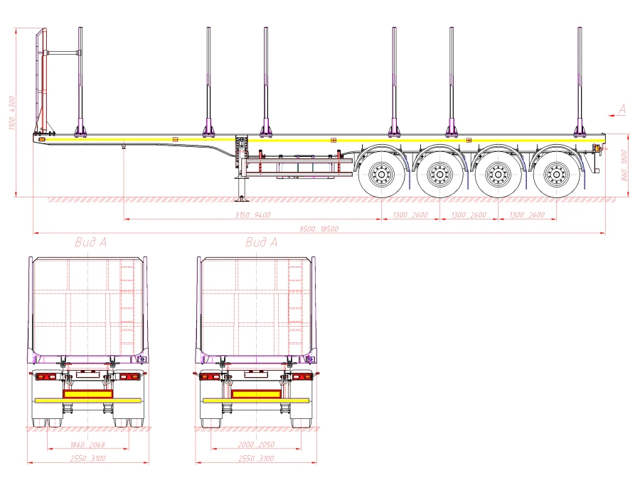 Semi-Trailer 98132A with Load Space Frame and Platform