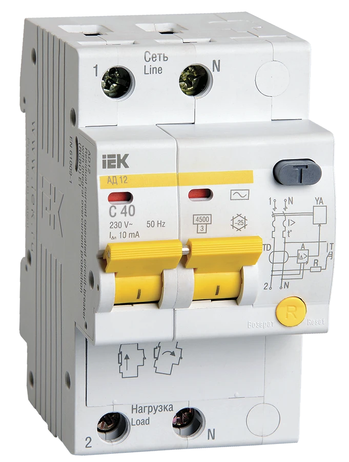Differential Circuit Breaker AD12 2P 40A 10mA IEK