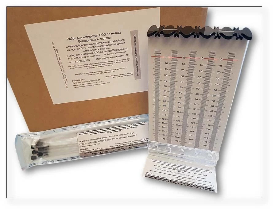 مجموعة قياس سرعة الترسيب بطريقة ويسترغرين، رقم الكتالوج СОЭ.10.170
