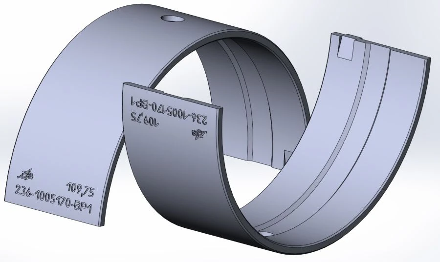 Upper crankshaft bearing insert DZW.236-1005170-VR1