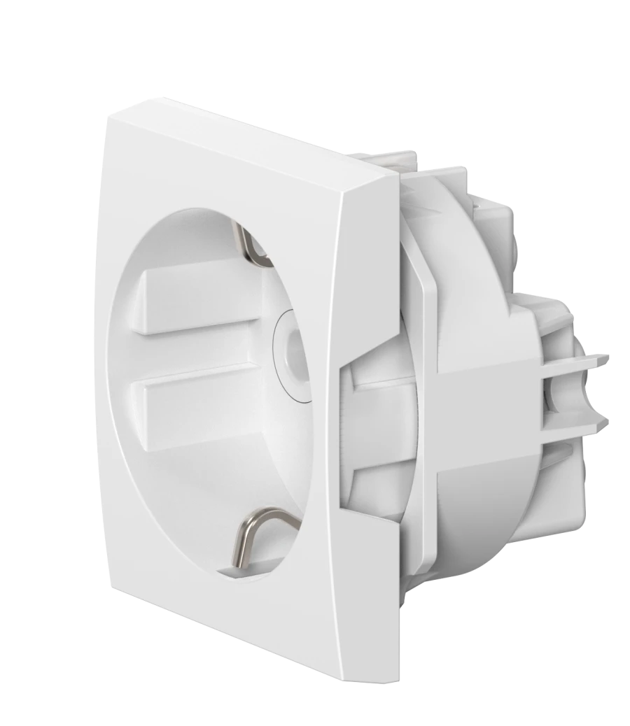 Caduceus Aling Mode Hidden Socket with Grounding 16A, 250V, 2M, White, Art. 651.0