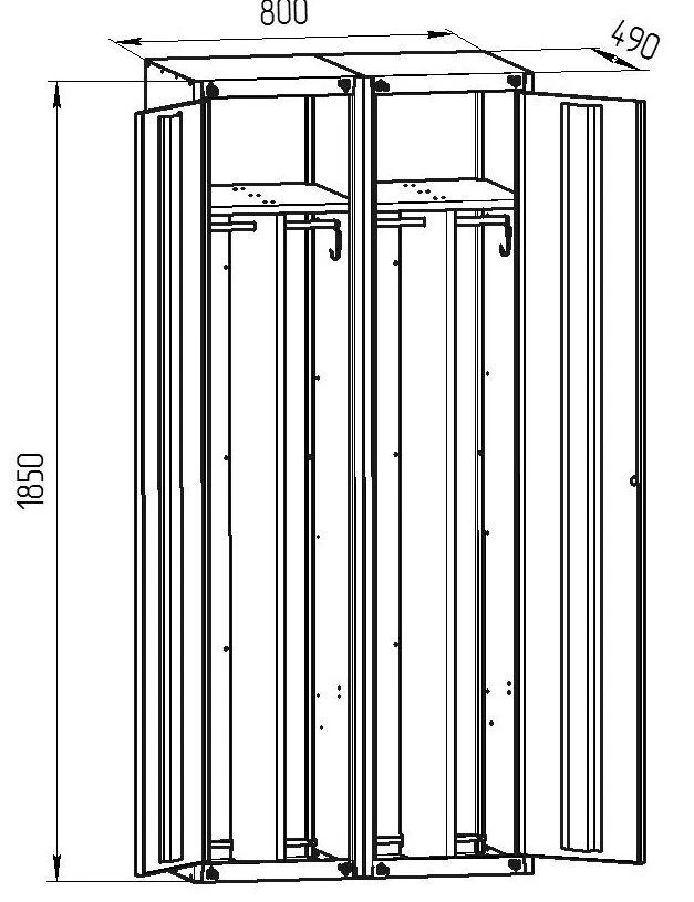 Two-Section Metal Clothing Cabinet SHM-221 (800)