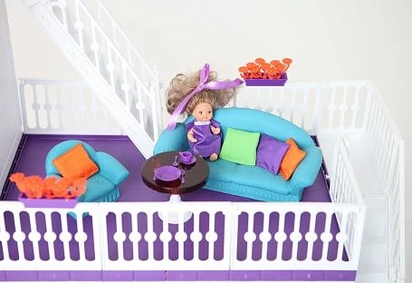 Cozy Turquoise Living Room "Confetti" for Dolls