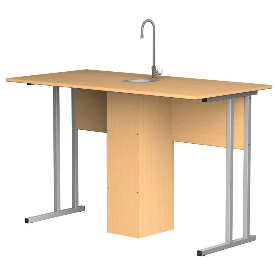 Laboratory Student Table with Sink for Chemistry Classroom