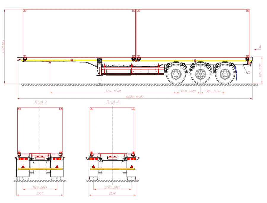 Container Transport Semi-Trailer 98134A (Bearing Frame Design)