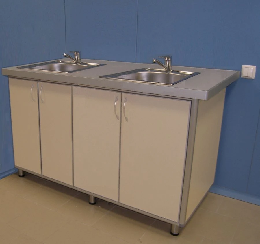 Two-Compartment Sink Table with Cabinets (Type 3)