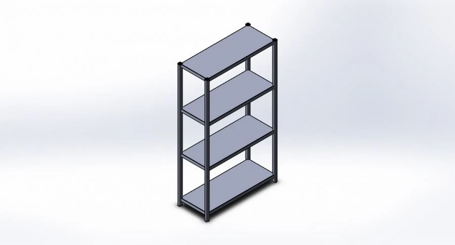 Metal shelving unit with shelves