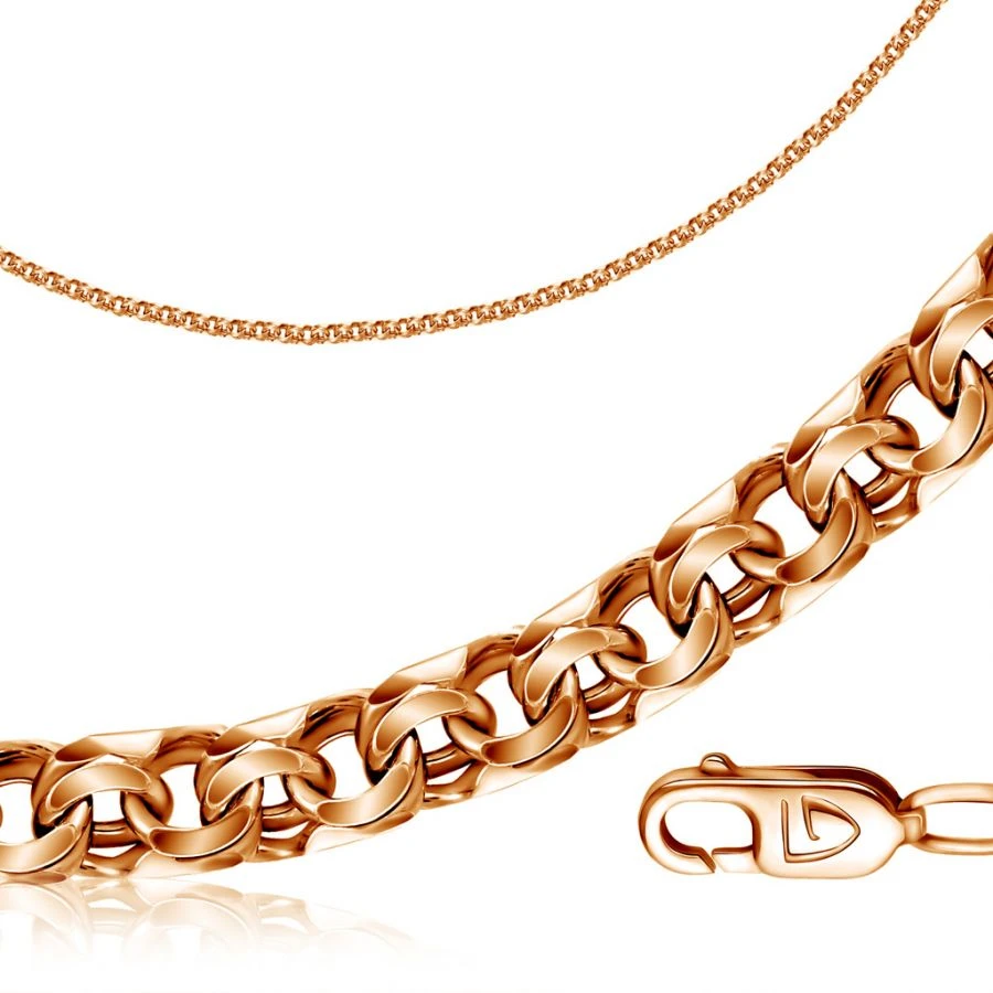 Handmade Bismarck Chain in 585 Red Gold