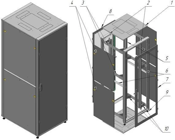 Floor-mounted Telecommunications Cabinet 42U, 800x2300x1000 mm