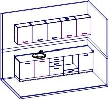 مجموعة أثاث المطبخ مع سطح عمل مقاوم للماء، النموذج: KFS-001