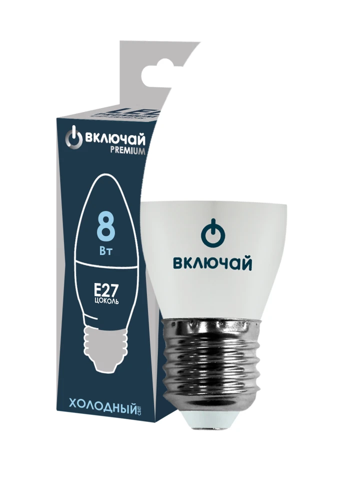 8W LED Candle Light E27 6500K 220V (LED PREMIUM C37-8W-E27-WW)