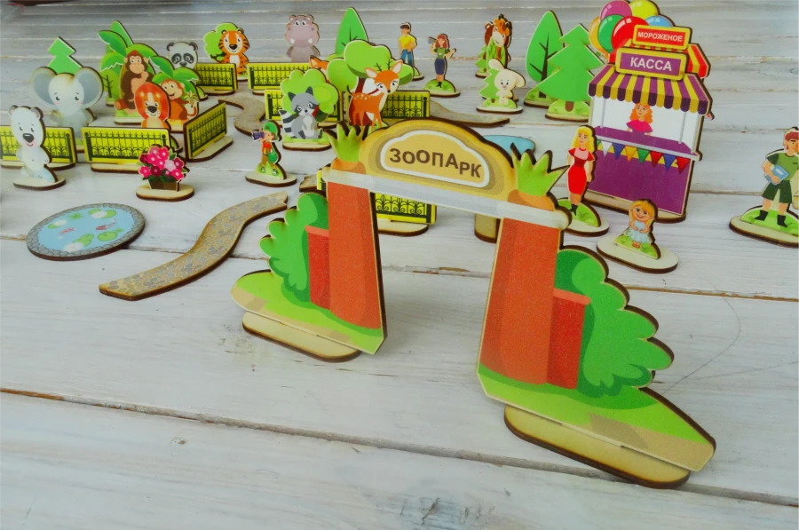 Educational Wooden Zoo Park Construction Set with AR Features