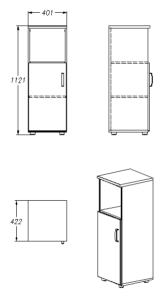 Storage Cabinet for Documents and Office Supplies, Model 403.40.112