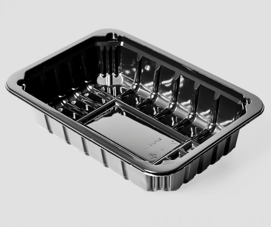 Food Packaging Polymer Tray with Absorbent Insert