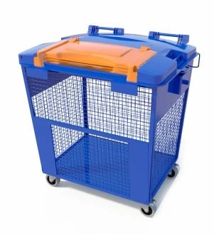 Mobile Mesh Container for Selective Waste Collection with Lid