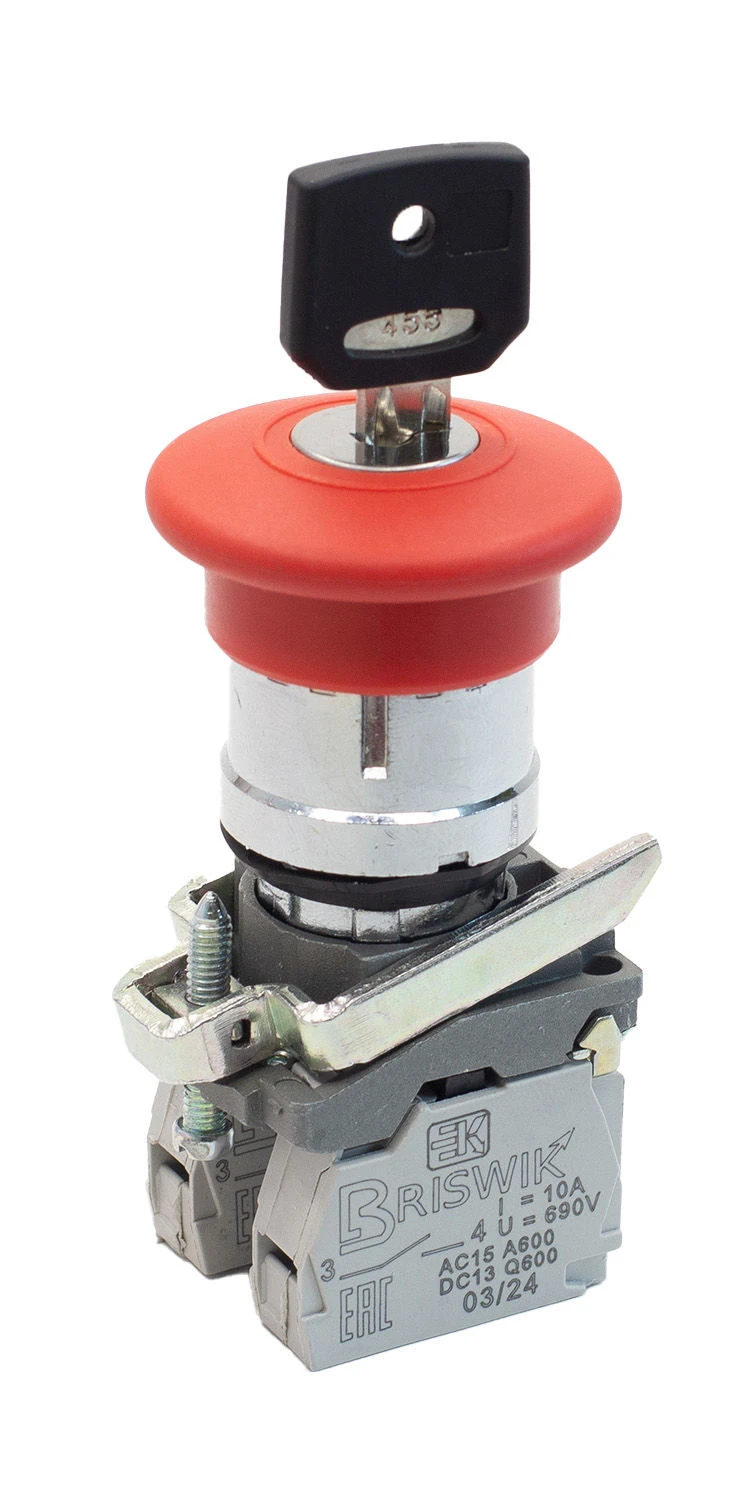 Key-locked Mushroom Push Button Switch 22mm Metal (KME 5FKC)