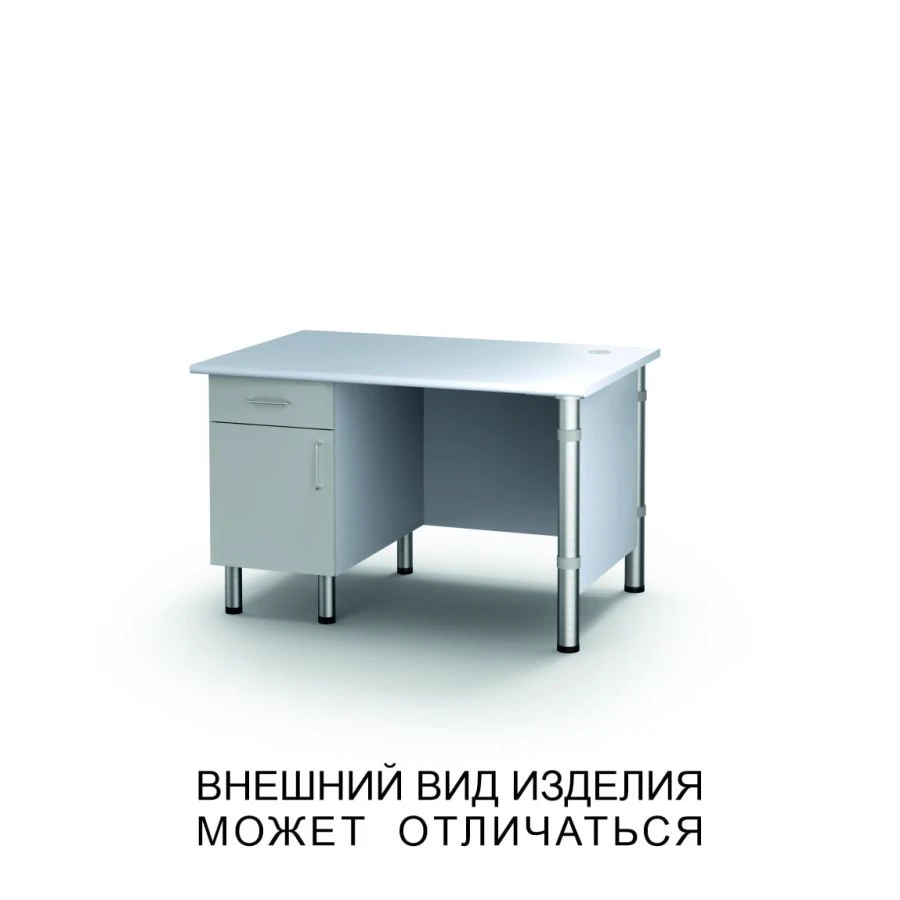 Single Pedestal Desk with Pull-Out Drawer and Swing Door