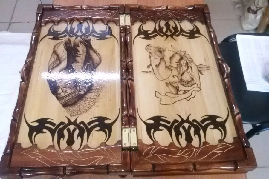 Carved Backgammon Board 20x40 cm