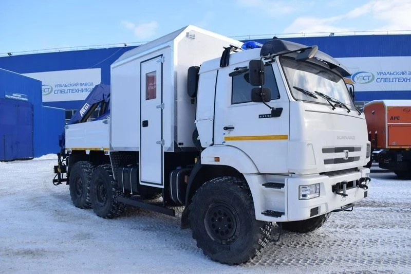 Mobile Workshop with Crane, UZST 483F-29 on KAMAZ 5350-37 Chassis